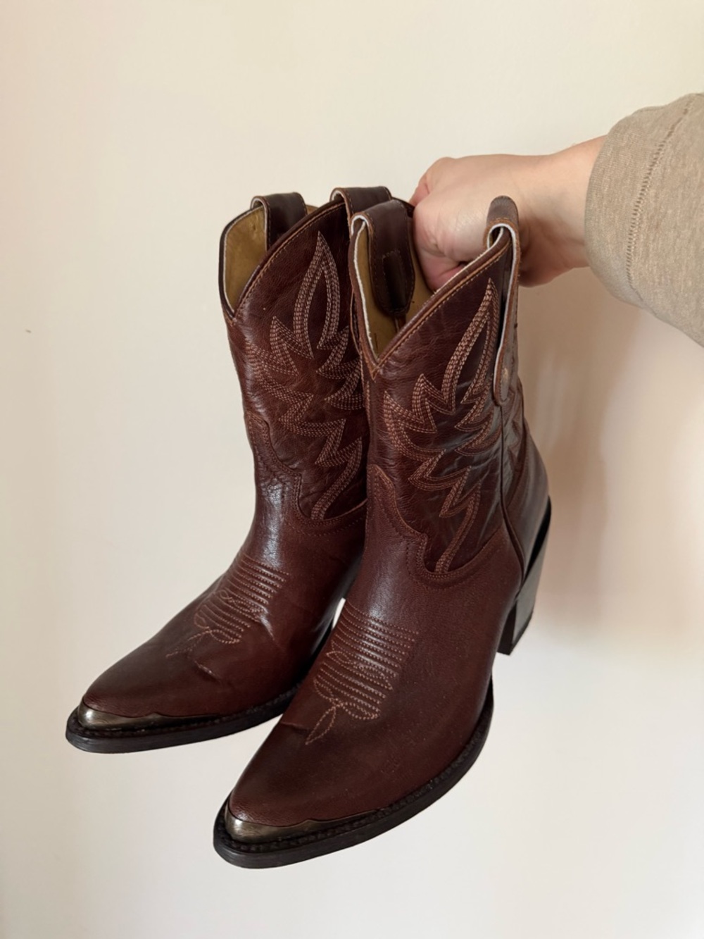 Idyllwind Brown Leather Western Ankle Boots Cowboy Booties Stacked Heal
